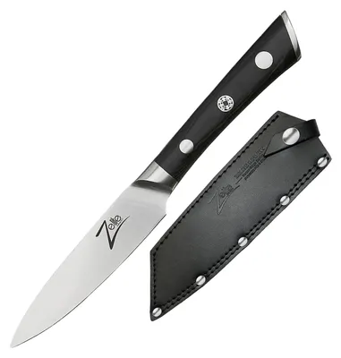 Image de Zelite Couteau Cuisine, Couteau de Chef Japonais en Acier Inoxydable du Damas, Kit Couteau Cuisine Professionnelle de 10,2 cm, Couteaux et Ustensiles de Cuisine, Etui en Cuir, Rivets en Mosaïque