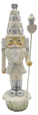 Produktbild von Clayre & Eef Figur Nussknacker 16 cm Weiß Silberfarbig Kunststoff