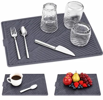 Silikon-Abtropfmatte mit Auffangschale, 39 x 25 cm