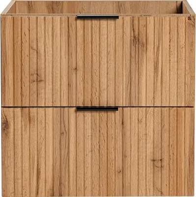 Produktbild von Waschbeckenunterschrank hängend - Streifenoptik - Holzfarben hell - 60 cm - ZEVARA