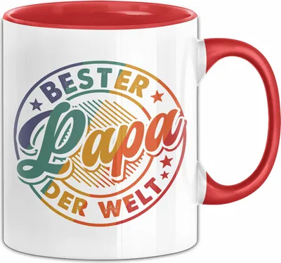 Produktbild von Bester Papa Der Welt Tasse Geschenk Zum Vatertag Von Tochter Sohn Becher (Rot)