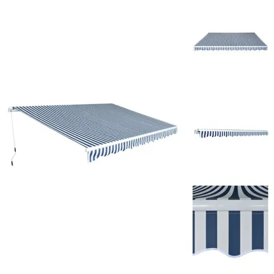 Immagine prodotto di tenda a bracci pieghevoli vidaXL 450 cm blu/bianco - Tende da sole