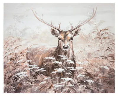 Produktbild von Gilde Bild, rechteckig, "Hirsch", Hirschmotiv, Leinwand, Kiefernholz, braun, VE 1, L. 2.7 cm, B. 100 cm, H. 80 cm 38295 4063387382950