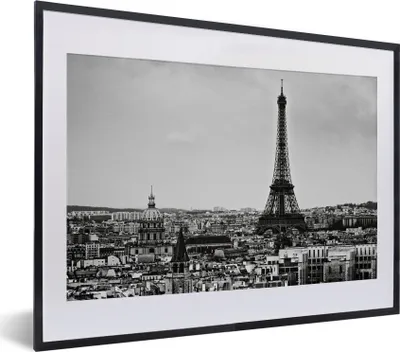 Produktbild von MuchoWow® MuchoWow® Gerahmtes Poster Die Skyline von Paris 40x30 cm - Poster mit zchwarzem Bilderrahmen - Bilderrahmen - Poster im Rahmen