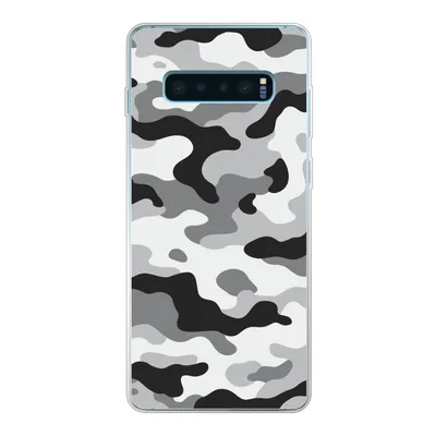 Produktbild von MuchoWow® Handyhülle Schutzhülle Hülle für Samsung Galaxy S10 Plus Schwarz-weißes Camouflage-Muster Silikon Softcase Handy Hülle - Schutzhülle