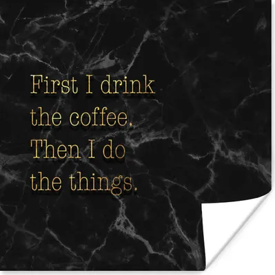 Produktbild von MuchoWow® Poster Zitate - Kaffee - Gold - Marmor 75x75 cm - Wand Dekoration