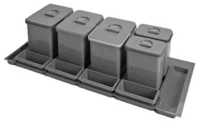 Produktbild von Ekotech Abfallsammler 9123 Practiko 1200 Einsatz 3x 15 + 2x 7 Liter Dunkelgrau Auszug Höhe 300