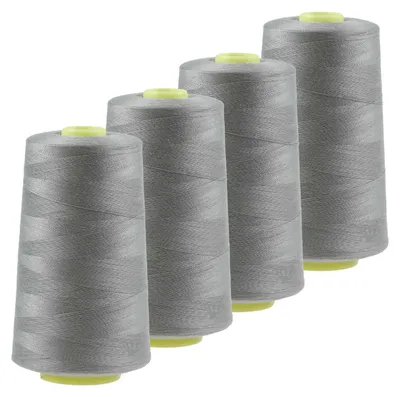4 x 4572m Polyester Overlock Garn grau