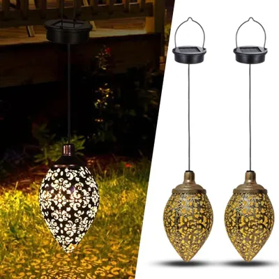 Obrázek produktu pro 2 solární venkovní závěsné lampy, vodotěsné (IP55), vhodné pro zahradu a terasu