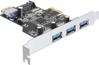 Image de Delock Carte PCI Express > 3 x externe + 1 x interne USB3.0 - Contrôleur de vitesse USB - SuperSpeed USB3.0 - 500MBps - PCI Express 2,0 (89301)