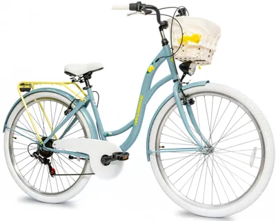 Zdjęcie produktu dla Rower miejski Damen Citybike 28" IwoBike Limoncello, wyposażony w komponenty Shimano, z bagażnikiem i koszykiem. GRATIS