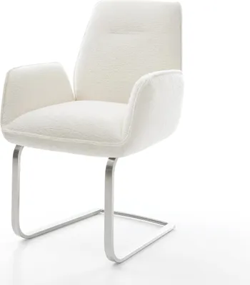 Produktbild von DELIFE Freischwinger Zoa-Flex Bouclé Soft Beige Freischwinger flach Edelstahl Taschenfederkern
