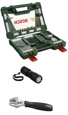 Immagine prodotto di Valigette accessori utensili manuali con torcia led e chiave a rullino 83 pezzi Bosch