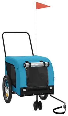 Immagine prodotto di vidaXL Cani da Rimorchio per Biciclette Tessuto Oxford Blu e Nero & Ferro