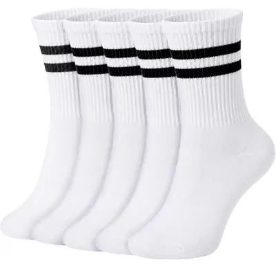 Imagen del producto de Calcetines deportivos para mujer, de algodón, transpirables, paquete de 5 pares, talla única, calcetines para zapatillas deportivas para uso diario