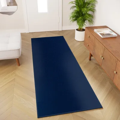 Produktbild von Läufer Kurzflor Indoor Outdoor Marineblau Einfarbig Wohnzimmer Schlafzimmer Balkon Küche Modern 90 x 220