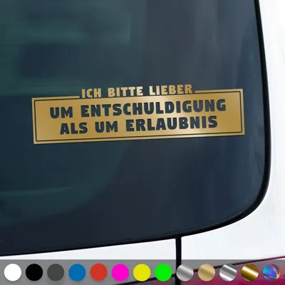 Produktbild von PantherPixel Erlaubnis Aufkleber Verzeihung Entschuldigung Sticker Auto Geschenkidee Farbe Gold