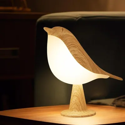 Produktbild von Kleine LED Vogelleuchte Nachttischlampe Dimmbar Touch-Sensor 3 Farben Wiederaufladbar Kabellos Kinderzimmer Tischlampe Deko
