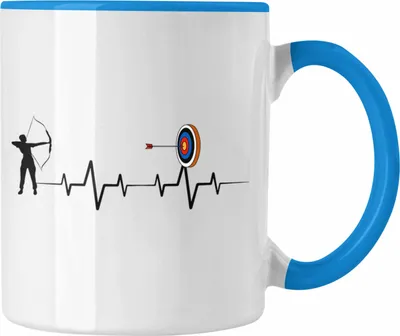 Produktbild von Trendation -  Lustige Bogenschütze Tasse Geschenk für Pfeil & Bogen Enthusiasten Herzschlag (Blau)