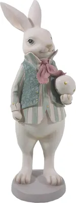 Produktbild von Clayre & Eef Figur Kaninchen 10x10x25 cm Weiß Grün Polyresin