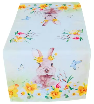 Produktbild von Tischläufer VERA Osterhasen & Osterglocken Polyester 40 x 90 cm