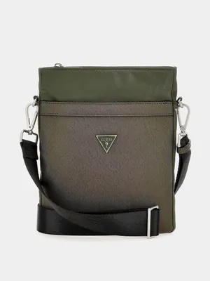 Image de Sac bandoulière pour homme Guess, modèle Certosa, en nylon, couleur vert, référence HMECRNP3376GRE