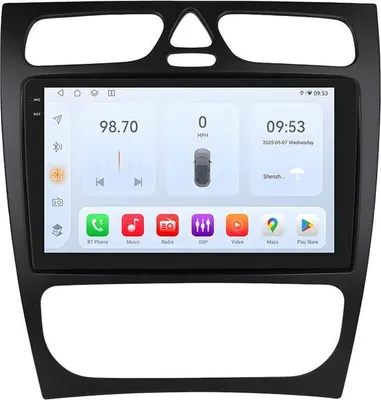 Immagine prodotto di Autoradio con Bluetooth e CarPlay per Mercedes-Benz Classe C/Classe CLK (W203/W209/S203/A209/W168) – Compatibile con Apple e Android – Impianto stereo con sistema di navigazione – 4 GB di RAM, 32 GB di memoria interna