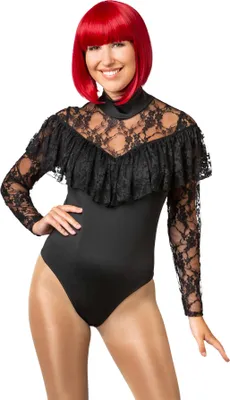 Produktbild von Spitzenbody Volant schwarz S/M