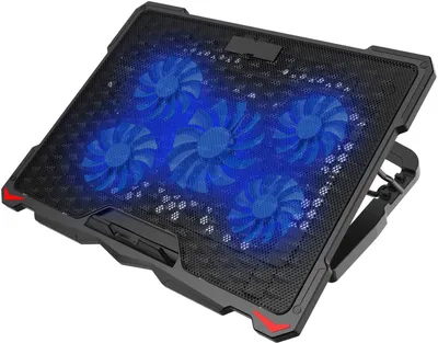 Produktbild von Laptop-Kühlpad 5 Lüfter Für 17,3 Zoll, Verstellbare Höhe, Blaue LED-Beleuchtung, Für Gaming Und Büro
