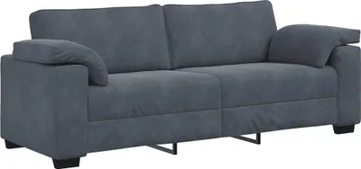 Image de vidaXL Canapé 3 places gris foncé 220x77x82 cm Velours