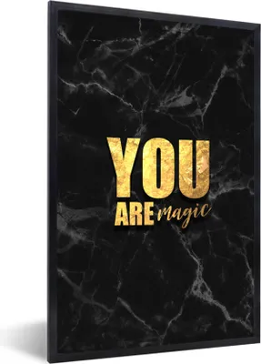 Produktbild von MuchoWow® Gerahmtes Poster Zitate - Magie - Gold - Marmor 20x30 cm - Poster mit Schwarzem Bilderrahmen Wandposter Rahmen Foto Bilder - Drucken - Bilder Poster im Rahmen