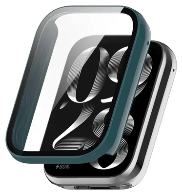 Image de Étui de protection en plastique PC + verre trempé H9 vert pour Xiaomi Smart Band 9 Pro
