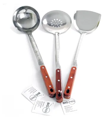 Produktbild von 3er-Set XL 45cm Schöpflöffel Suppenkelle Küchenhelfer Gießlöffel Soßenlöffel Schaumkelle Schumovka Schaumlöffel Edelstahl Perfekt für Kazans oder Großküchen