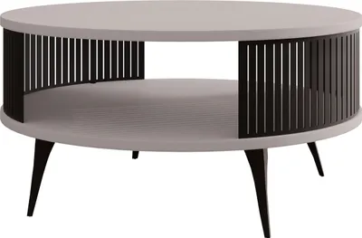 Produktbild von MIRJAN24 Couchtisch Roenni, Wohnzimmer Kaffeetisch, Beine und Seiten aus Stahl (Farbe: Schwarz / Cashmere)
