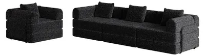 Imagen del producto de Sofá cama - Sofá - Sillón - Diván - Sofá convertible - Chenilla 2 en 1 - Con espacio de almacenamiento en los reposabrazos