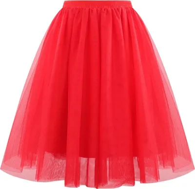 Produktbild von ASKSA Damen Tuellrock 50Er Rock Retro Ballet Tanzrock 3 Lagig Tuetue Rockabilly Unterrock Tanzkleid Abendkleid Zubehoer Karneval Tutu,Rot,XXL