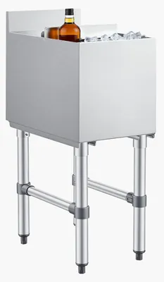Produktbild von VEVOR Gewerblicher Eisbehälter 28 L, 305 x 482 x 850 mm, Eisbox mit Gestell, Schiebedeckel und 2 Abnehmbaren Flaschenhaltern, Freistehend für Eiswürfel und Getränke, Geeignet für Bars Restaurants Pubs