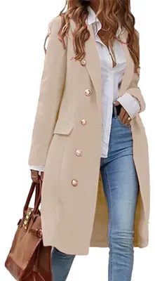 Productafbeelding van IDEALSANXUN Lange wollen damesmantel voor herfst en winter, trenchcoat