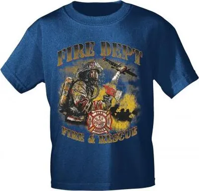 Produktbild von T-Shirt mit Print - Feuerwehr - 10588 - versch. Farben zur Wahl - Gr. S-2XL Color - Navy Größe - XXL