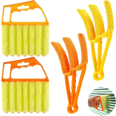 Produktbild von Jalousien-Reinigungsbürste - 4 Stück - Lamellenreiniger mit Staubwedel - Jalousienstaubwedel - Für Jalousien, Lüftungsschlitze und Ventilatoren