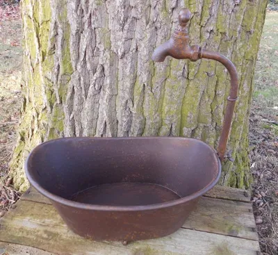 Produktbild von Wanne mit Deko-Wasserhahn Eisenbottich Blumentopf Pflanzschale 31 cm