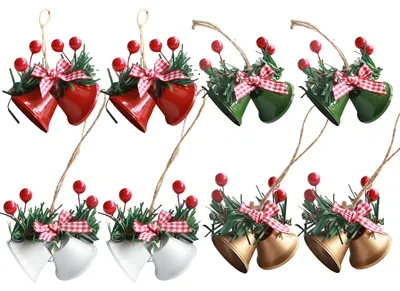 Immagine prodotto di Ciondoli decorativi per l'albero di Natale: campanelle natalizie, 4 colori, 7 cm, 8 pezzi