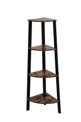 Produktbild von Bücherregal - Eckschrank - 4 Fachböden - 34x125x34 cm - vintage braun