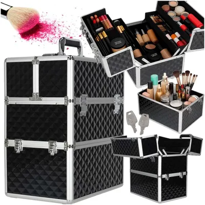 Produktbild von XXL Kosmetik-Organizer-Etui, schwarzer Kunststoff, abschließbar