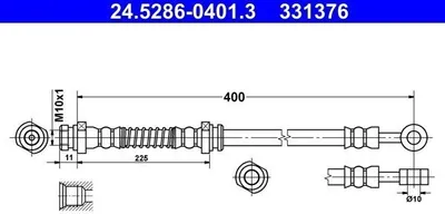Produktbild von ATE 24.5286-0401.3 Bremsschlauch Hinten Rechts für HYUNDAI i10 (PA)