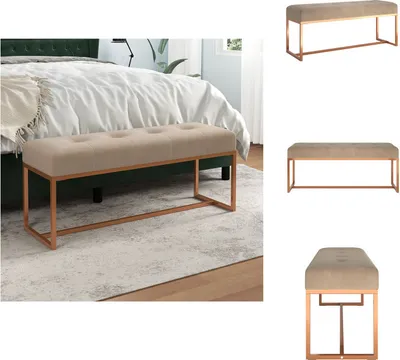 Image de vidaXL Banc Beige 110x36x45 cm Velours - Bancs de coffre et de couloir