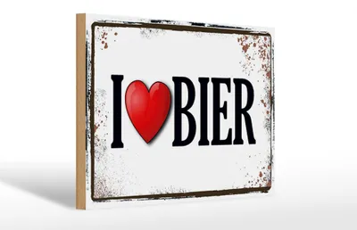 Produktbild von Holzschild  i Love Bier, 30x20 cm, Holzschilder Spruch Getränke Alkohol