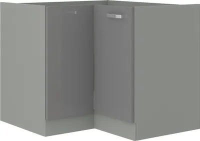 Produktbild von Eckunterschrank 90x90 Hochglanz Grau Küchenzeile Küchenblock Küche Grey Bianca
