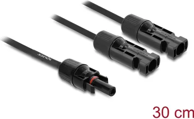 Produktbild von DeLOCK DL4 Solar Splitter Kabel 2 x Stecker zu 1 x Buchse 30 cm schwarz, Kabel, Schwarz, IP67, Jede Marke, DL4, Stecker