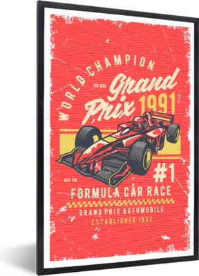 Produktbild von MuchoWow® MuchoWow® Gerahmtes Poster Mancave - Formel 1 - Rennwagen - Retro 40x60 cm - Poster mit zchwarzem Bilderrahmen - Papierdruck - Wandbilder